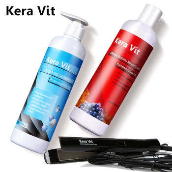 Потрясающий Эффект Kera Vit 500 мл очищающего шампуня + 500 мл 5%-ного кератинового средства для волос + Утюжок для волос + Бесплатные небольшие подарки