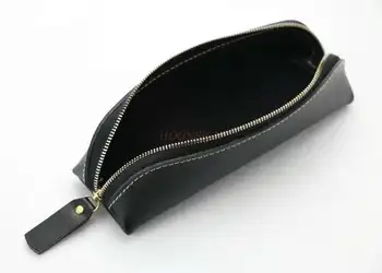 Простой кожаный пенал для карандашей большой емкости, студенческий кожаный пенал для карандашей, корейская канцелярская сумка для мужчин и женщин, треугольные канцелярские принадлежности bo