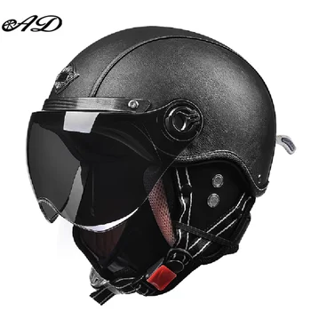 Рекламные Мотоциклетные шлемы в стиле ретро с козырьком Harley, кожаный шлем для мужского электрического мотоцикла, Винтажный защитный колпачок для двигателя