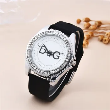 Роскошные женские часы бренда DQG, модный женский комплект с бриллиантами, простые кварцевые часы, повседневные силиконовые часы для платья, наручные часы