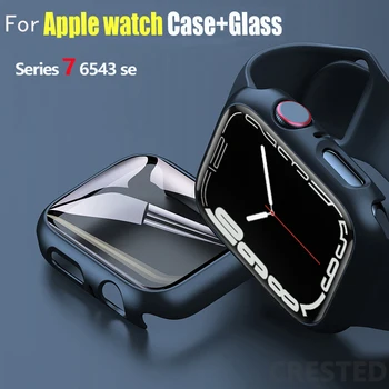 Стекло + Чехол для Apple Watch case 44 мм 40 мм 45 мм 41 мм 42 мм 38 мм iWatch 8 3 7 SE Защитная пленка для экрана Apple watch series 9 Аксессуары