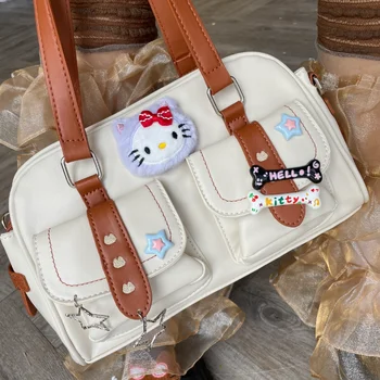 Сумка Hello Kitty Sanrio Cambridge Bag YK2, Портативная сумка-мессенджер из искусственной кожи в стиле аниме Каваи, подходящие по цвету сумки для женщин из числа меньшинств