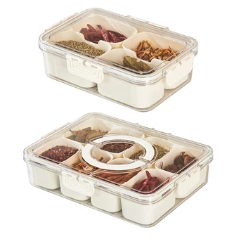 Удобный контейнер для мясных закусок с крышкой и ручкой Сохранит ваши закуски свежими и организованными Разделенный сервировочный поднос для путешествий