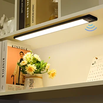 Ультратонкая светодиодная подсветка шкафа, Перезаряжаемый датчик движения, USB-ночники, Индукционная лампа, Шкаф, Кухонное освещение