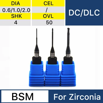 Фрезерные инструменты XANGTECH BSM DC/DLC Cad Cam System Диаметр хвостовика 4 мм 0.6/1.0/2.0 мм для Циркониевых коронок