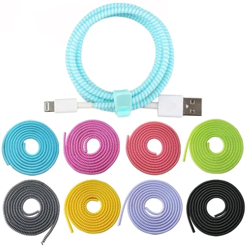 Цветная защитная веревка для шнура мобильного телефона длиной 1,2 м, Универсальный USB-кабель для зарядки, кабель для передачи данных для наушников, Пружинный защитный чехол от обрыва