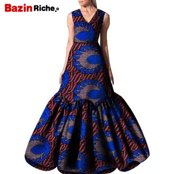 Африканские платья для женщин, Выкройки одежды, Анкара, принт Дашики, длина до пола, Одежда больших размеров WY5269